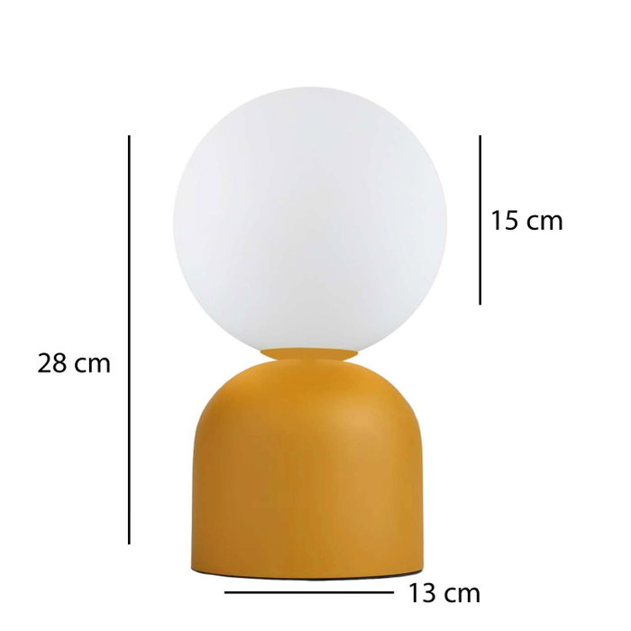 Opviq Lámpara de sobremesa con cuerpo de metal y tapa de cristal Amarillo Opviq Lámpara de sobremesa con cuerpo de metal y tapa de cristal Amarillo